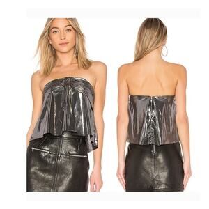 Revolve Mcguire Cropped Strapless Silver Top Size: S NEW